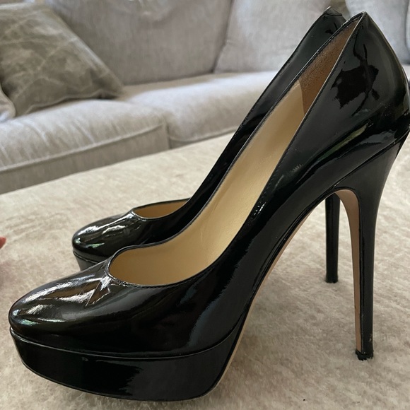 Jimmy Choo Black Patent Leather Platform Heels Size 39 - Picture 5 of 14